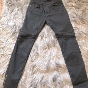 Dark gray moto jeans